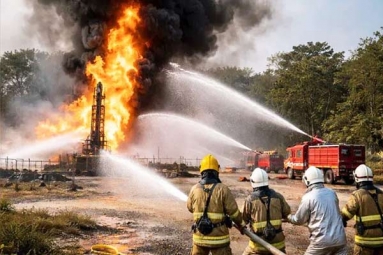 ONGC Oil Well Fire Rages for 2nd Day in Andhra Village