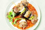 Roasted Lamb Dumplings serving, Roasted Lamb Dumplings food, recipe roasted lamb dumplings and dates with lebanese salsa, Salsa