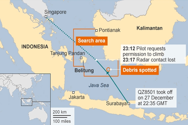 Six bodies have been recovered from AirAsia crash},{Six bodies have been recovered from AirAsia crash